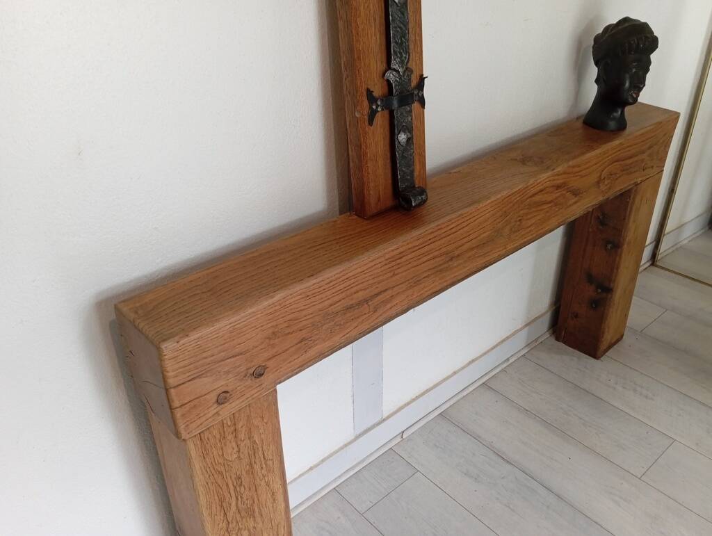 Minimalist solid oak console