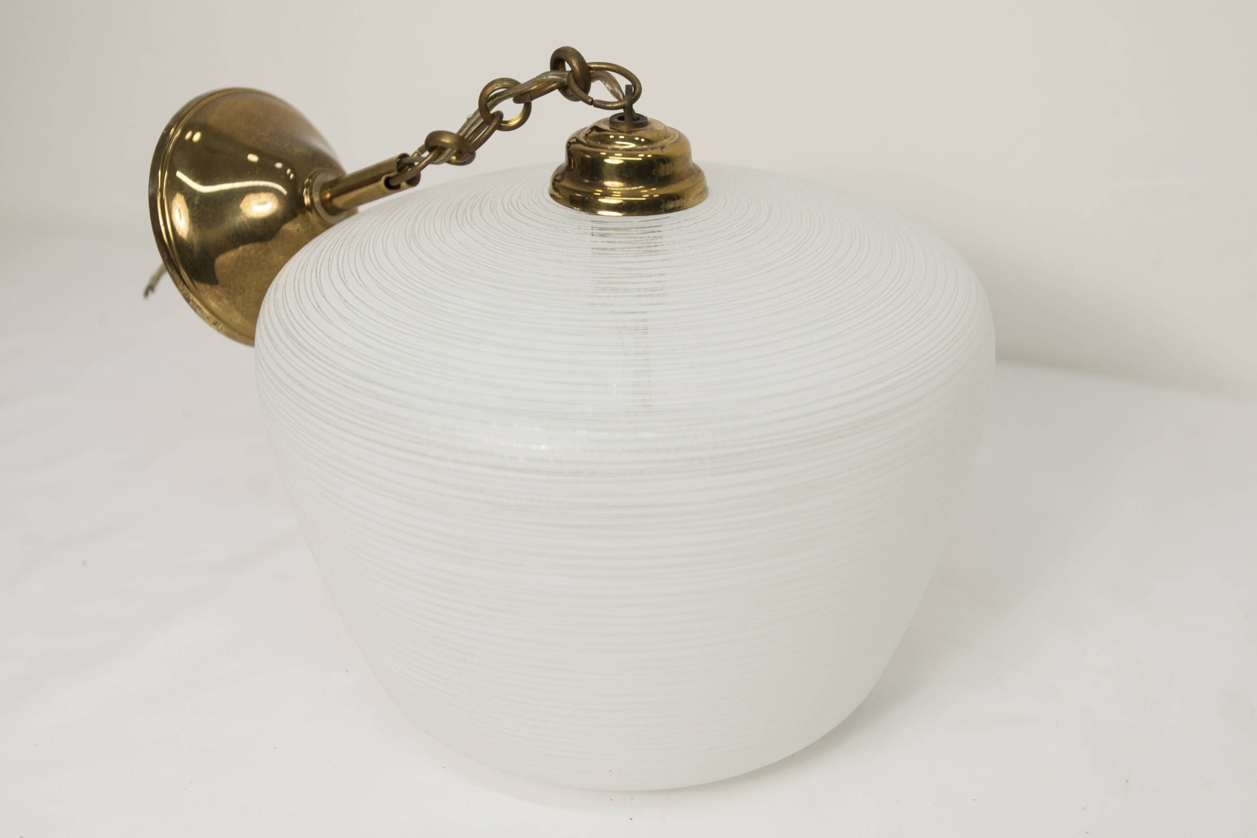Lustre Italy 1960 striped glass and mid-century brass 1950