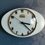 Vintage formica clock oval silent wall clock "Cadelec blue"