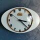 Horloge formica vintage pendule murale silencieuse ovale "Cadelec bleu"