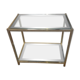 Table vintage en laiton et verre