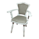 Fauteuil romantique rénové – Chêne massif, blanc satiné & lin naturel