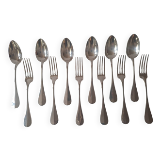 6 spoons 6 forks solid silver Minerva