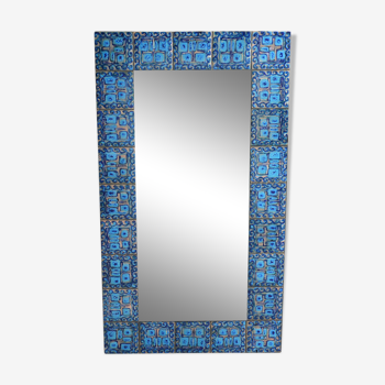 Miroir mural en cuivre élamé à la main des années 1960 par l’artiste danois Bodil Eje