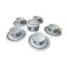 Set of 5 espresso coffee cups and the matching ceramic sugar bowl Villeroy Boch Cadiz model