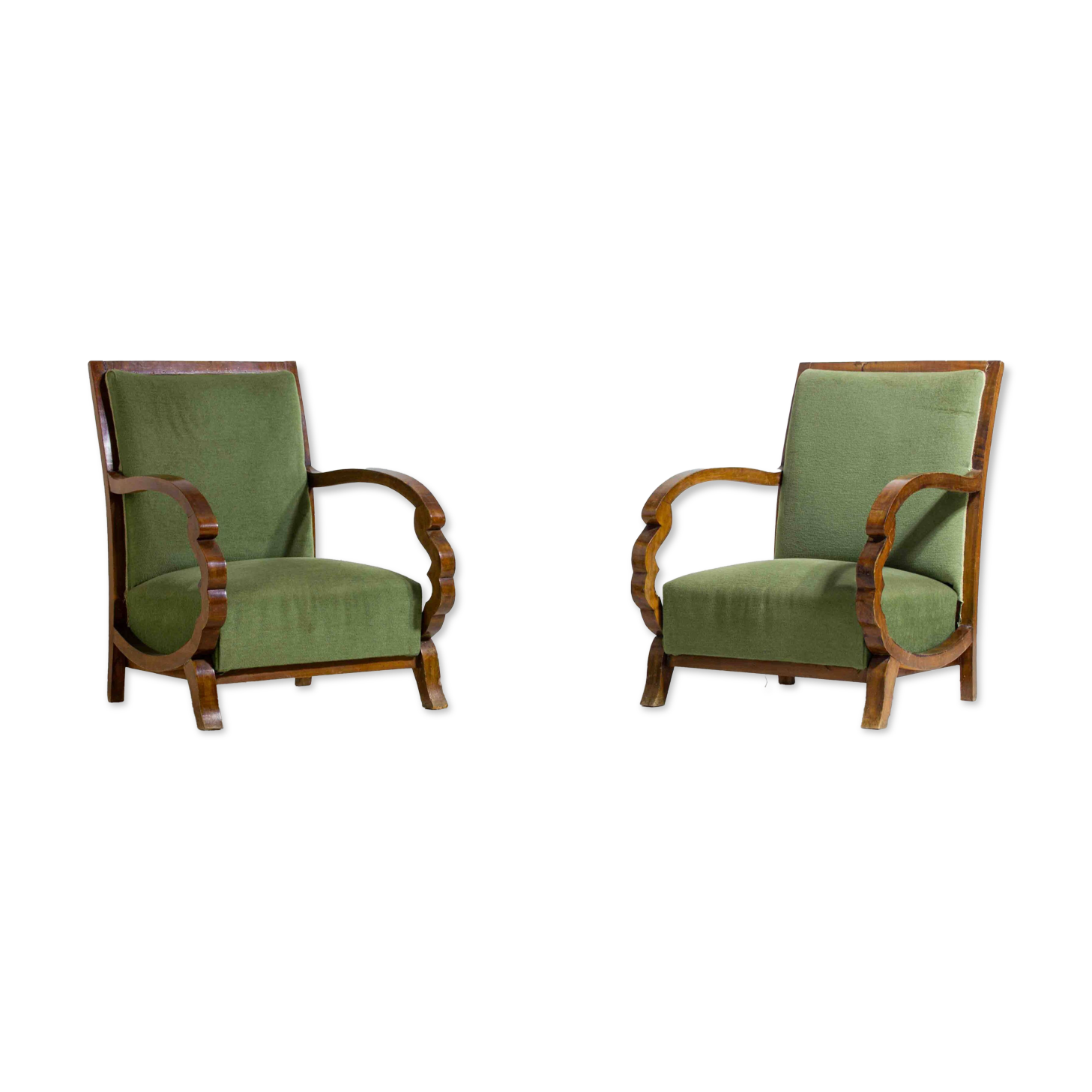 Curved art deco lounge chairs, Italy 1930s