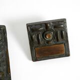 A set of solid 1970s Brutalist pull handles with letter slot and doorbell