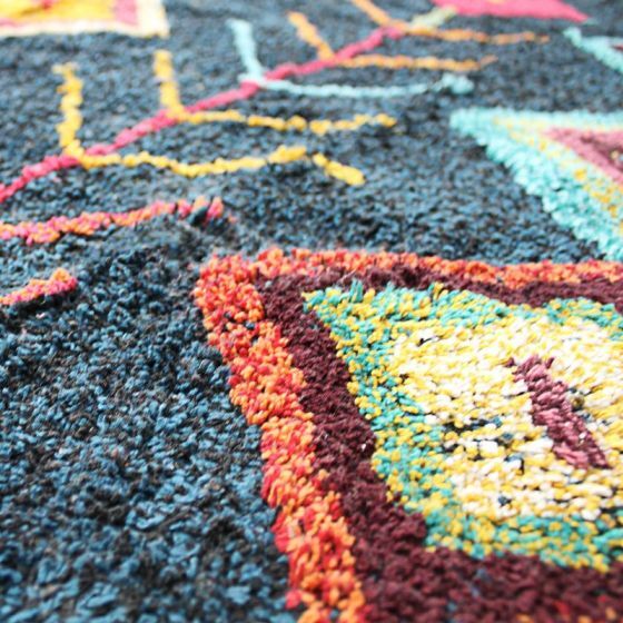 Berber carpet 190 x 290 cm blue colorful patterns