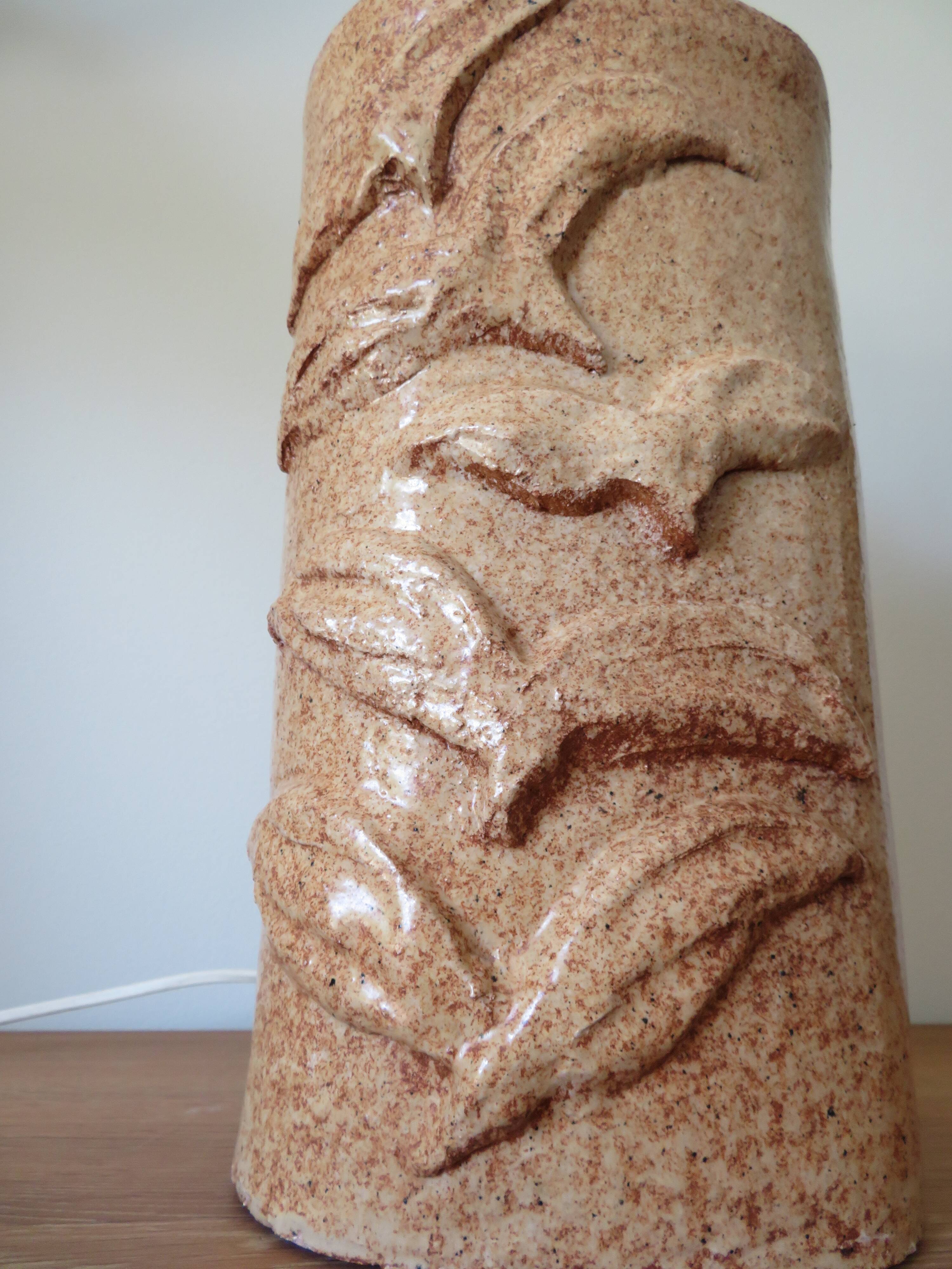 Large vintage glazed terracotta lamp base