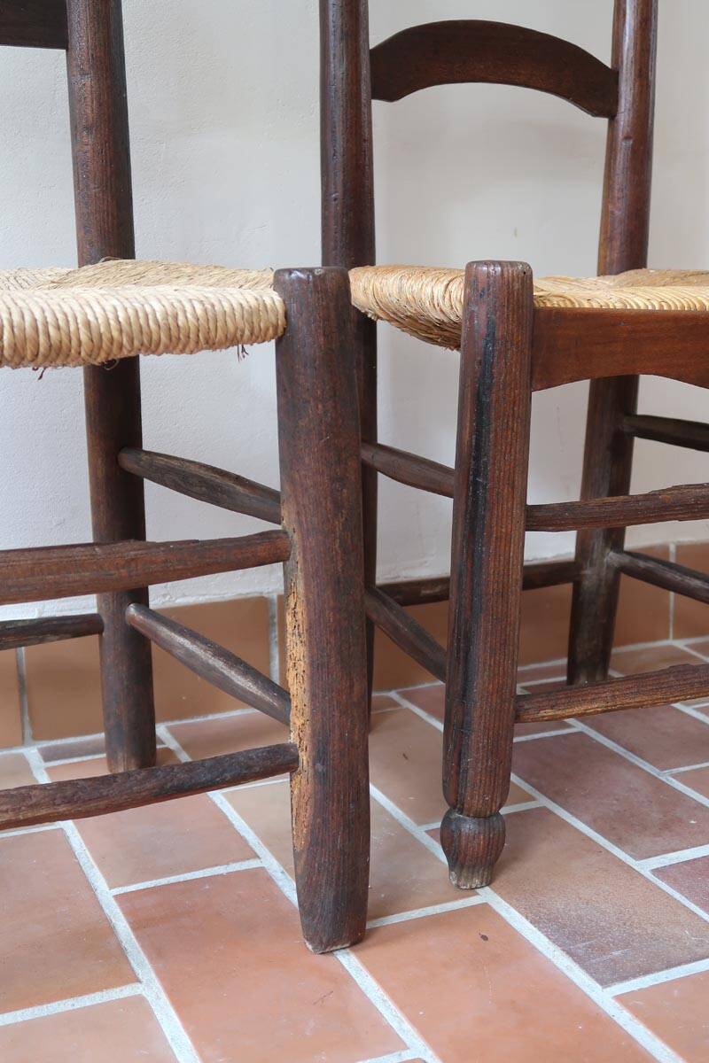 Pair of straw farm chairs