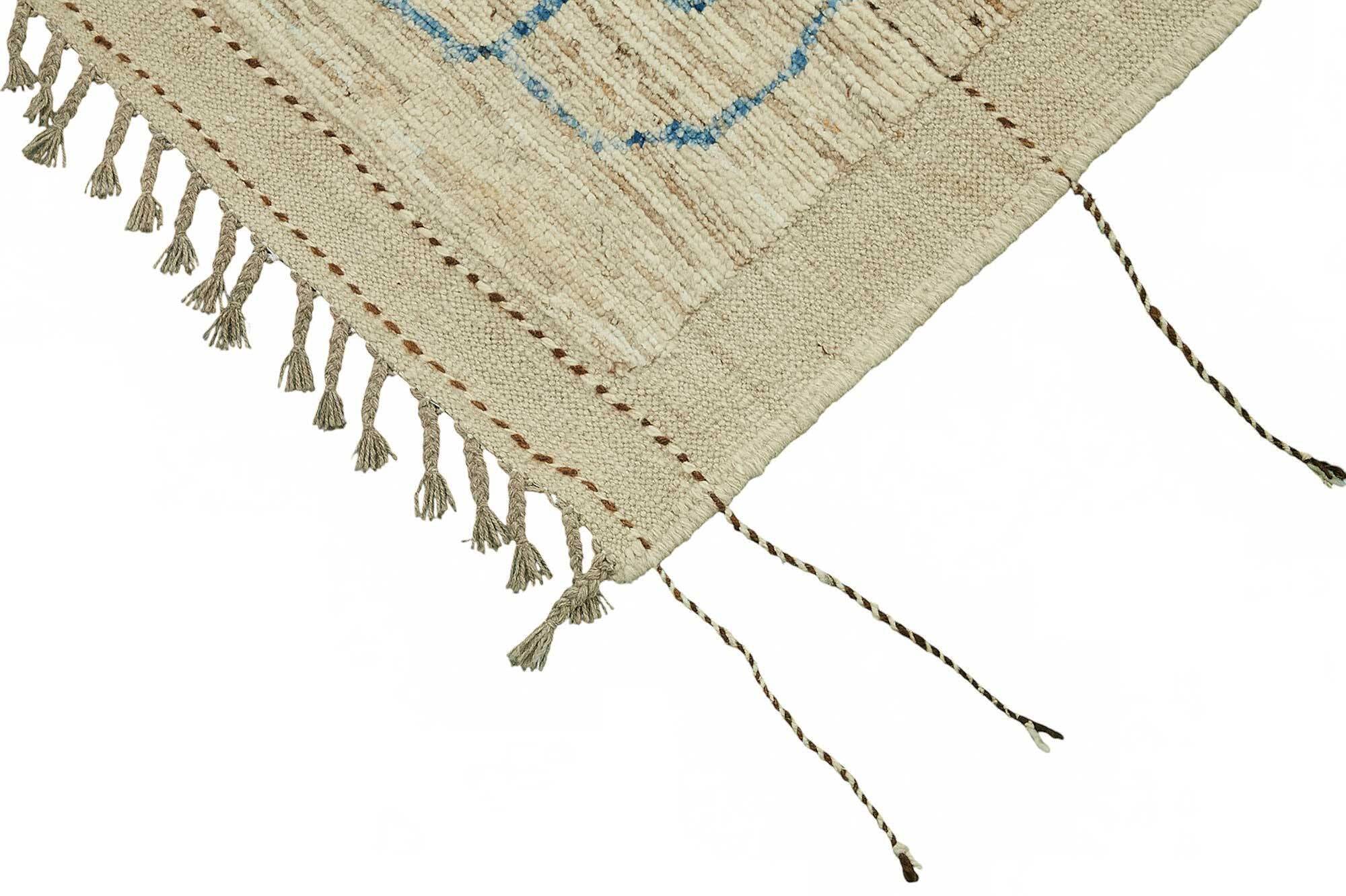 Handwoven Turkish Rustic 212 cm x 311 cm Beige Wool Carpet