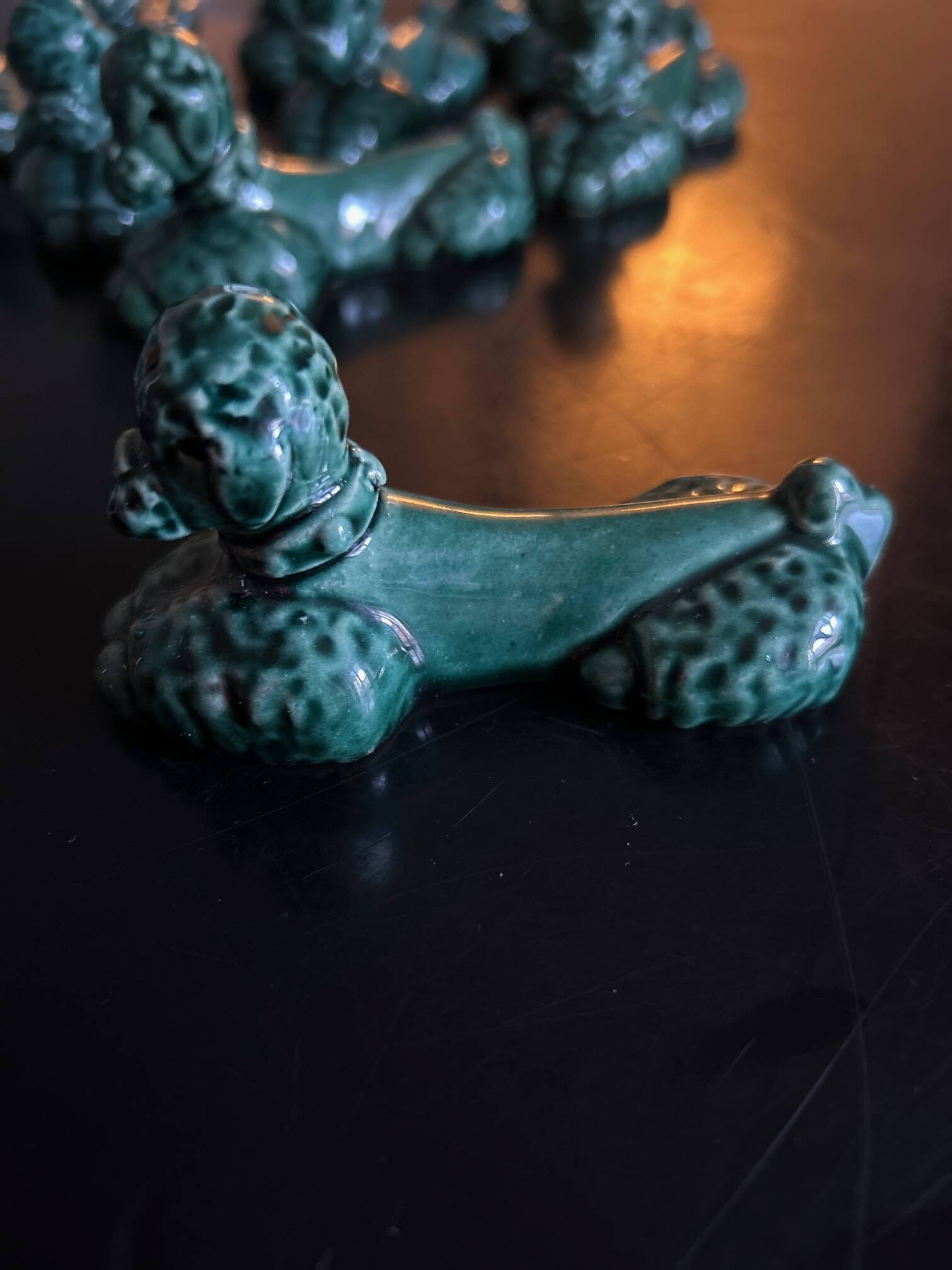 12 green ceramic cutlery holders