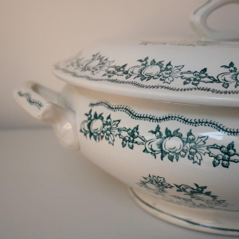 Soup bowl Saint Amand, green pattern - model 4025