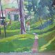 Oil on canvas, houses in the park