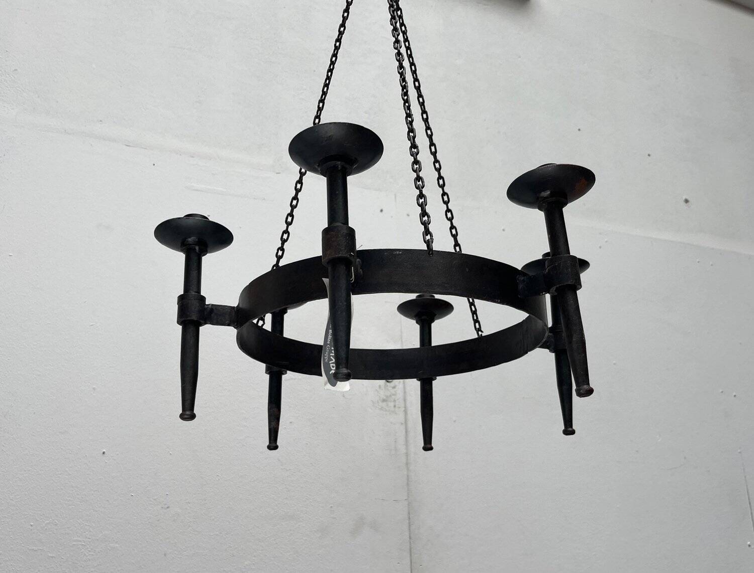 Vintage brutalist wrought iron candle holder by Boltze, 1970s.