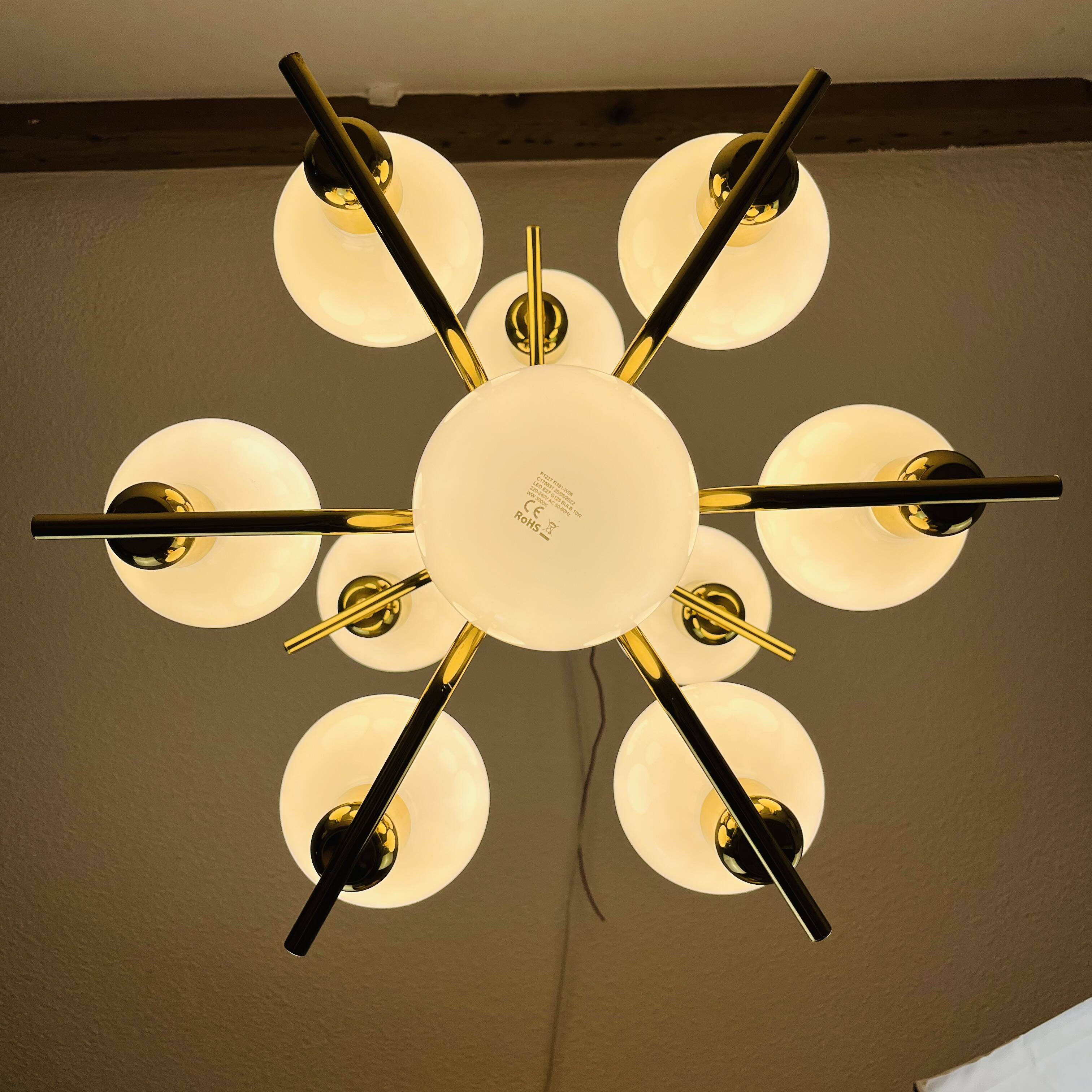 70s Hollywood Regency Gold Pendant Light