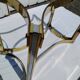 Vintage dining table golden brass chrome glass