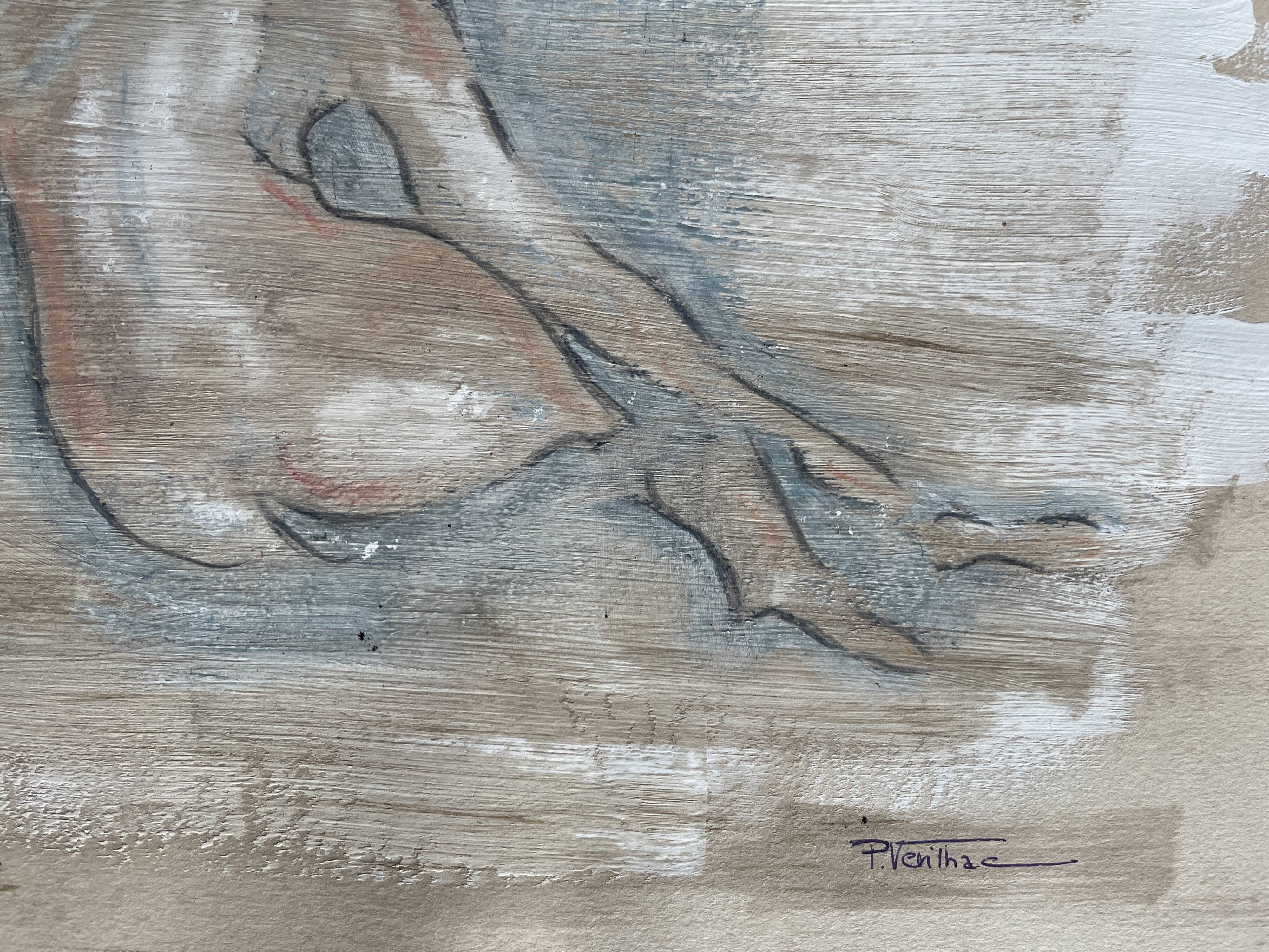 Charcoal painting on natural paper