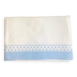 Sheet with blue stripe and embroidered lace