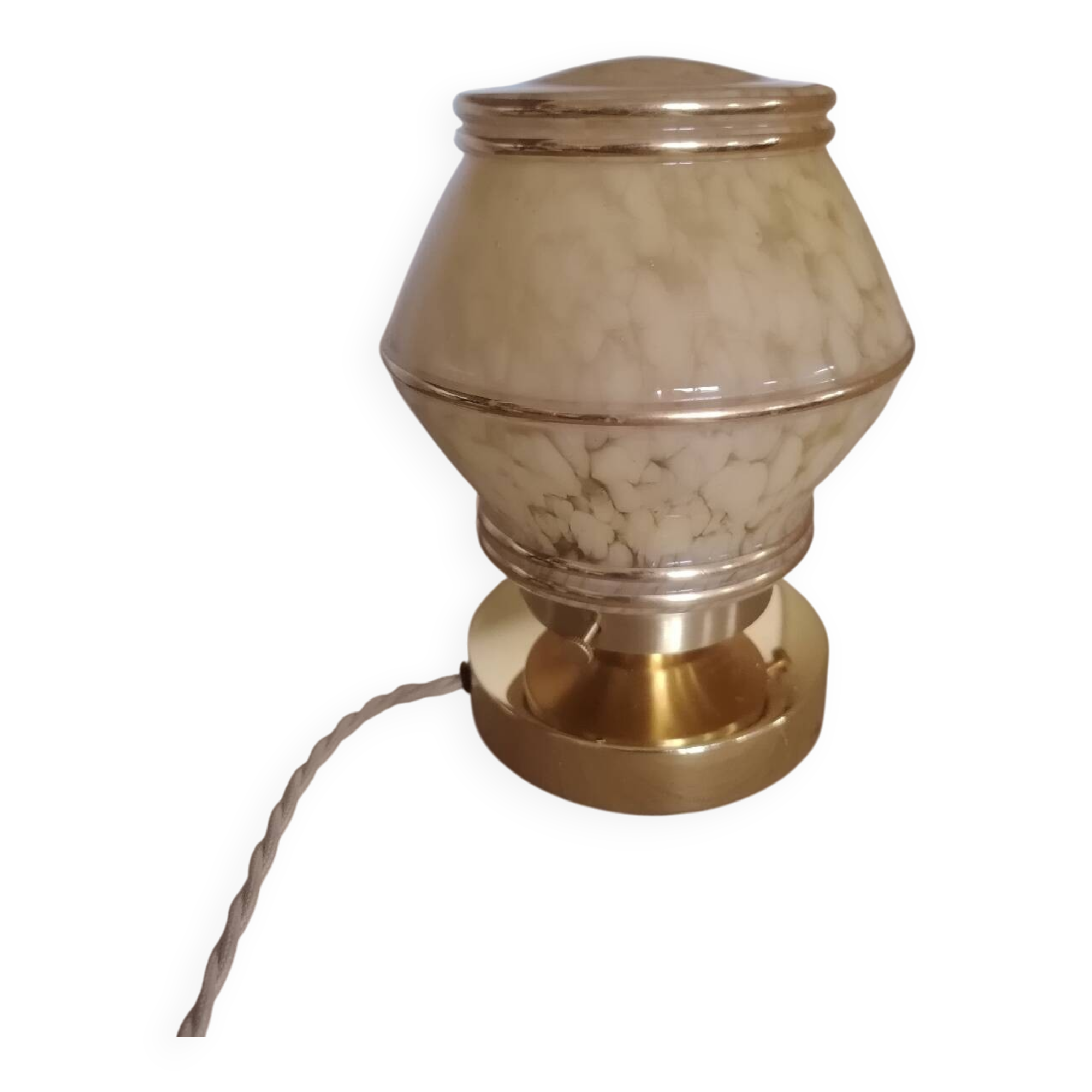 Touch lamp, Clichy glass, creamy yellow