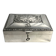 Silver-plated metal jewellery box with shell decoration, Kayser, 20th century.