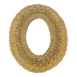 Vintage oval rattan mirror