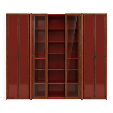 Mid-Century Afra & Tobia Scarpa Italian Red Lacquer 1960s Modular Wall Unit