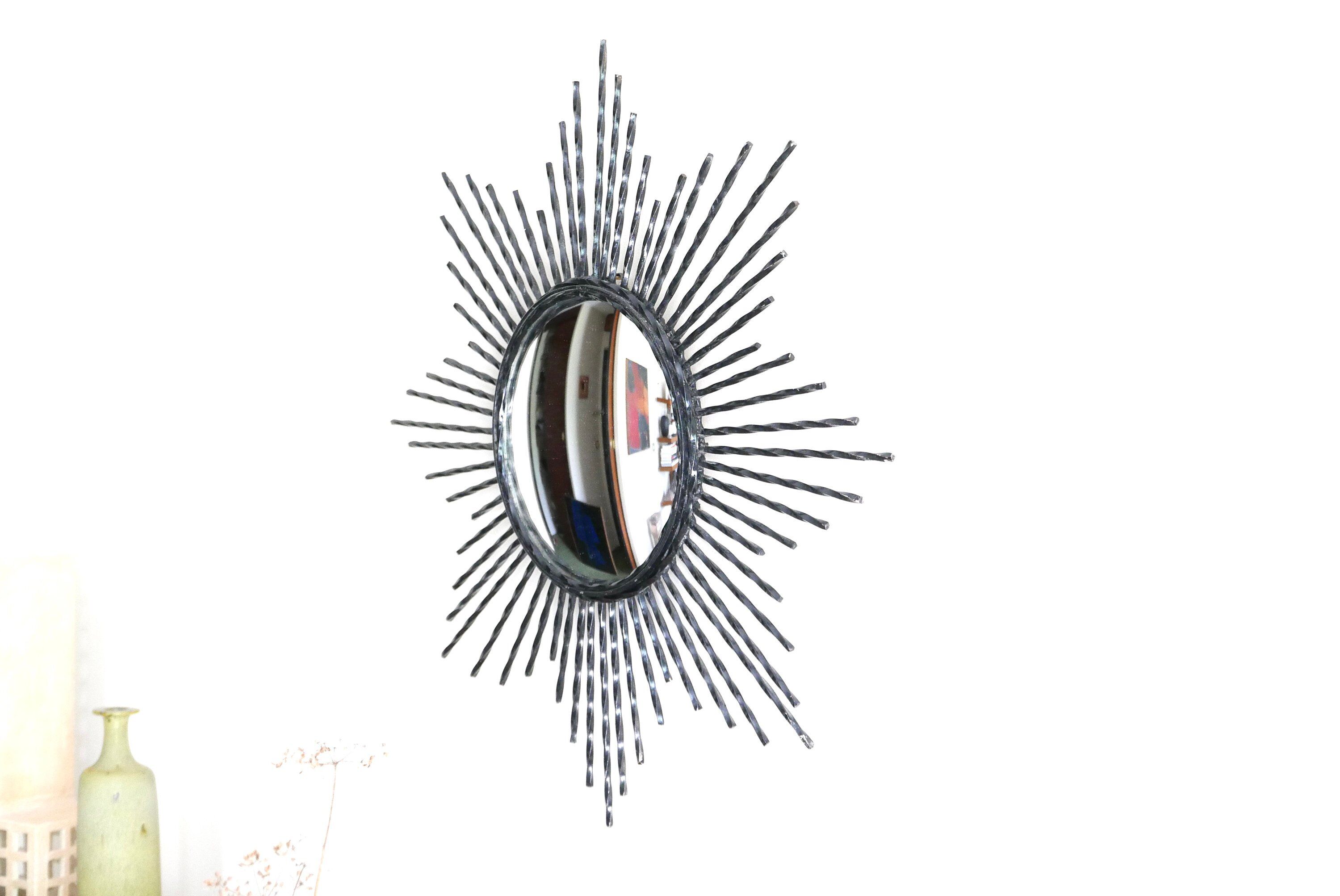 Mirror sun domed black metal, witch eye, 50 years - 62,5x62,5cm