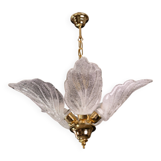 Elegant Murano Chandelier with 5 Leaves in Grit