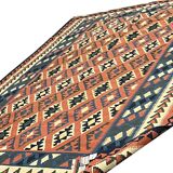 Tapis Kilim fait main pour chambre à coucher, en laine tissée à plat, motif géométrique rouille, 293 × 210 cm
