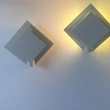 Pair of vintage wall lights, white lacquered metal, Netherlands 1970s