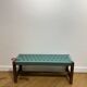 Bench in blue-green woven walnut