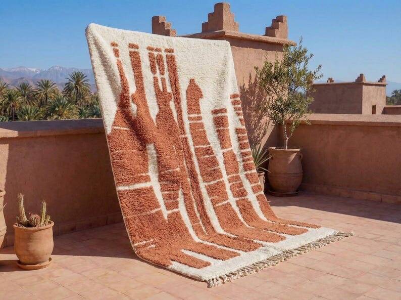 Berber carpet in Moroccan wool from the Atlas, size 2/3 m.