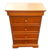 Semainier en merisier massif, 5 tiroirs, style classique Louis Philippe