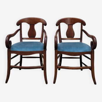 Pair of directorial style armchairs with sticks