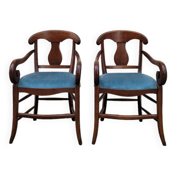 Pair of directorial style armchairs with sticks