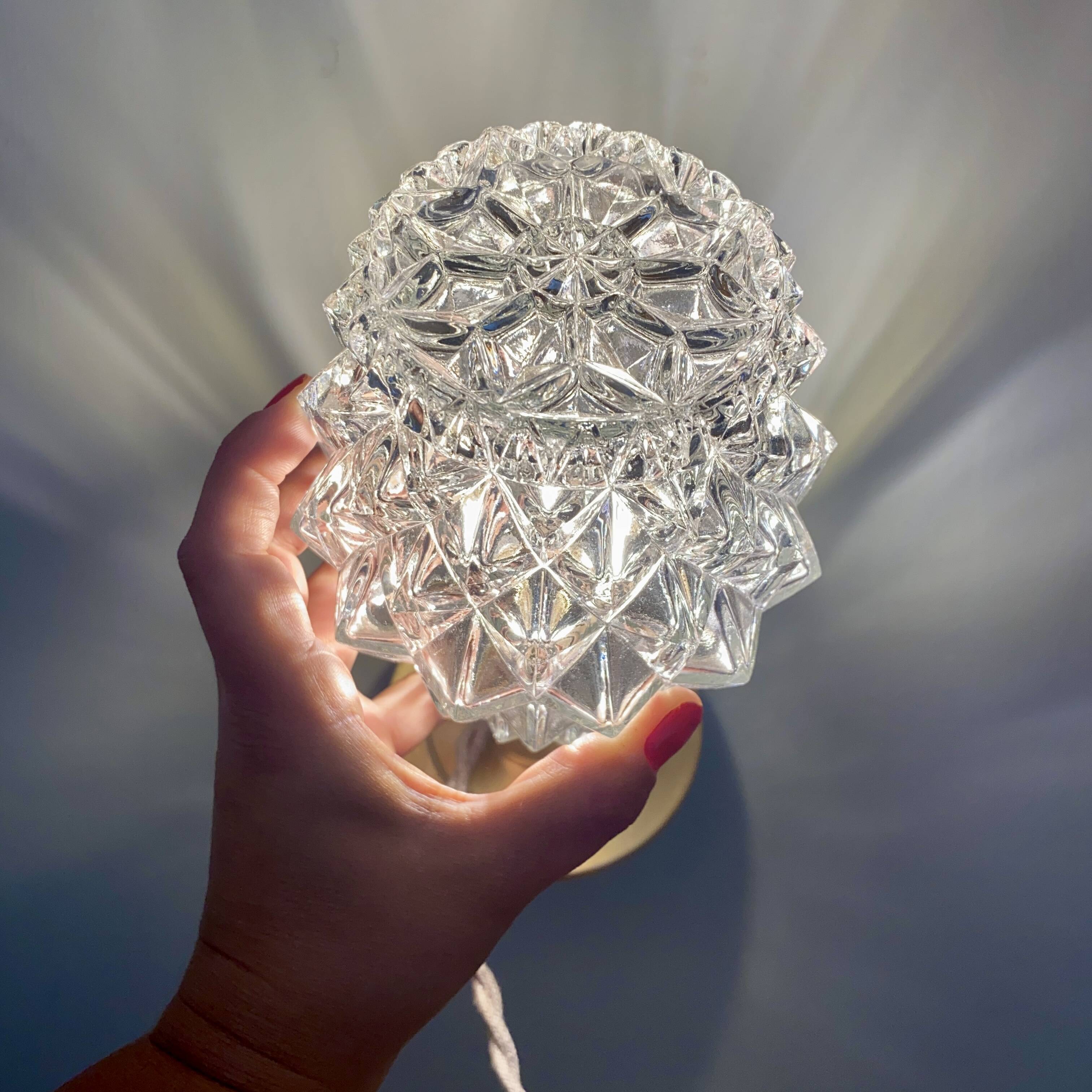 Vintage globe table lamp in molded glass