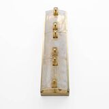 Pair of Modern Sconces in Brass and Milk White Murano Glass and Amber Glass