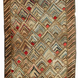 Old american carpet hooked handmade 61cm x 91cm 1900s