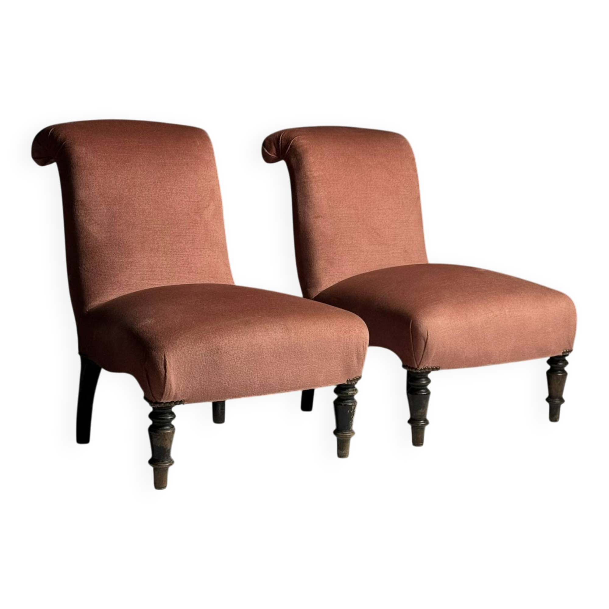 Ensemble de 2 fauteuils à pantoufles français vers 1900