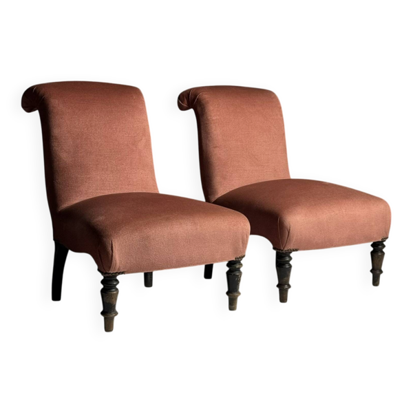 Ensemble de 2 fauteuils à pantoufles français vers 1900
