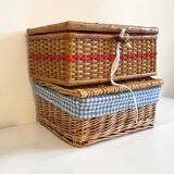 2 chanel boxes in vintage rattan