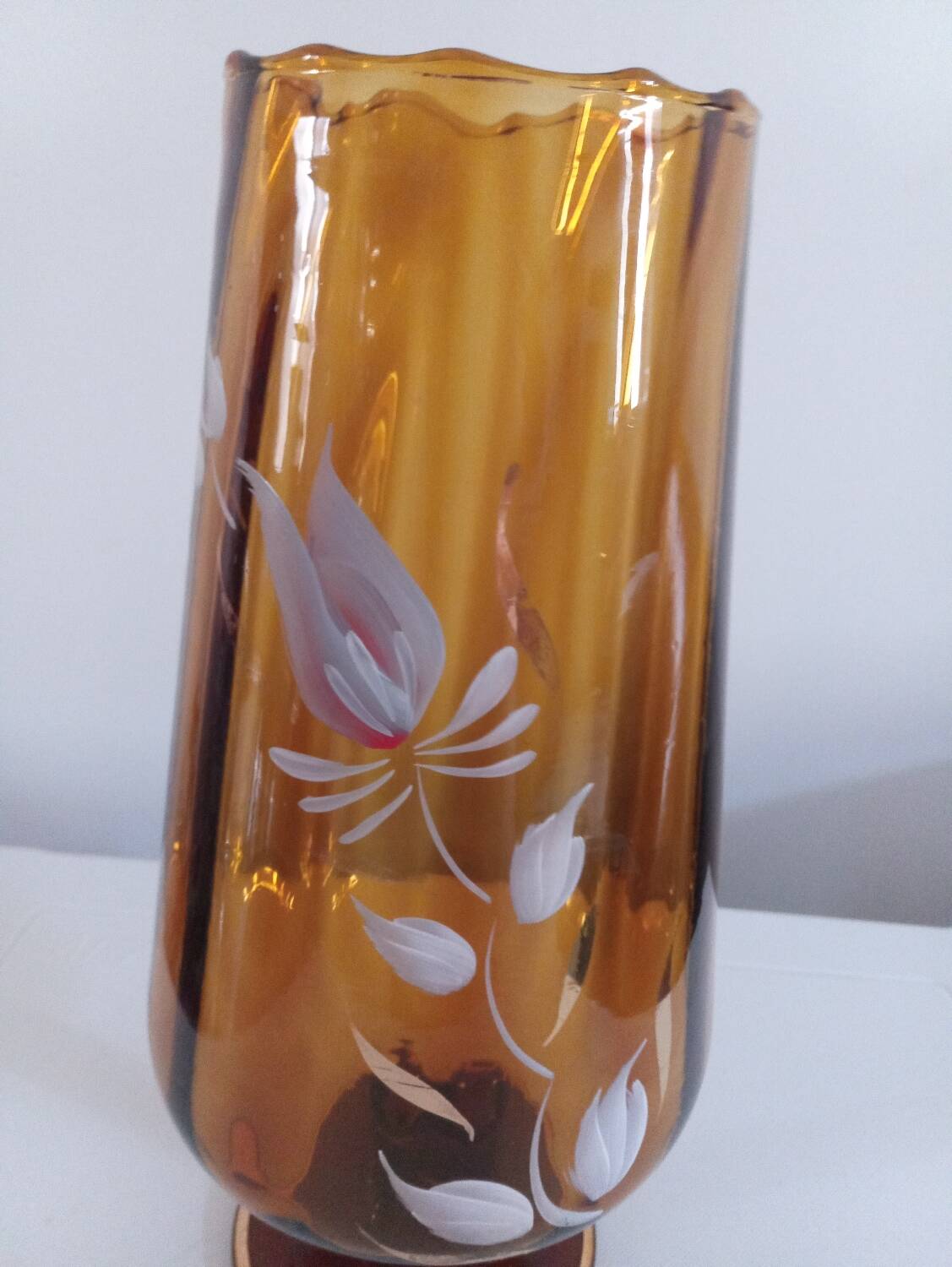 Amber blown glass vase