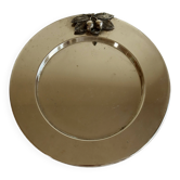 Vintage silver-plated round serving tray cherries