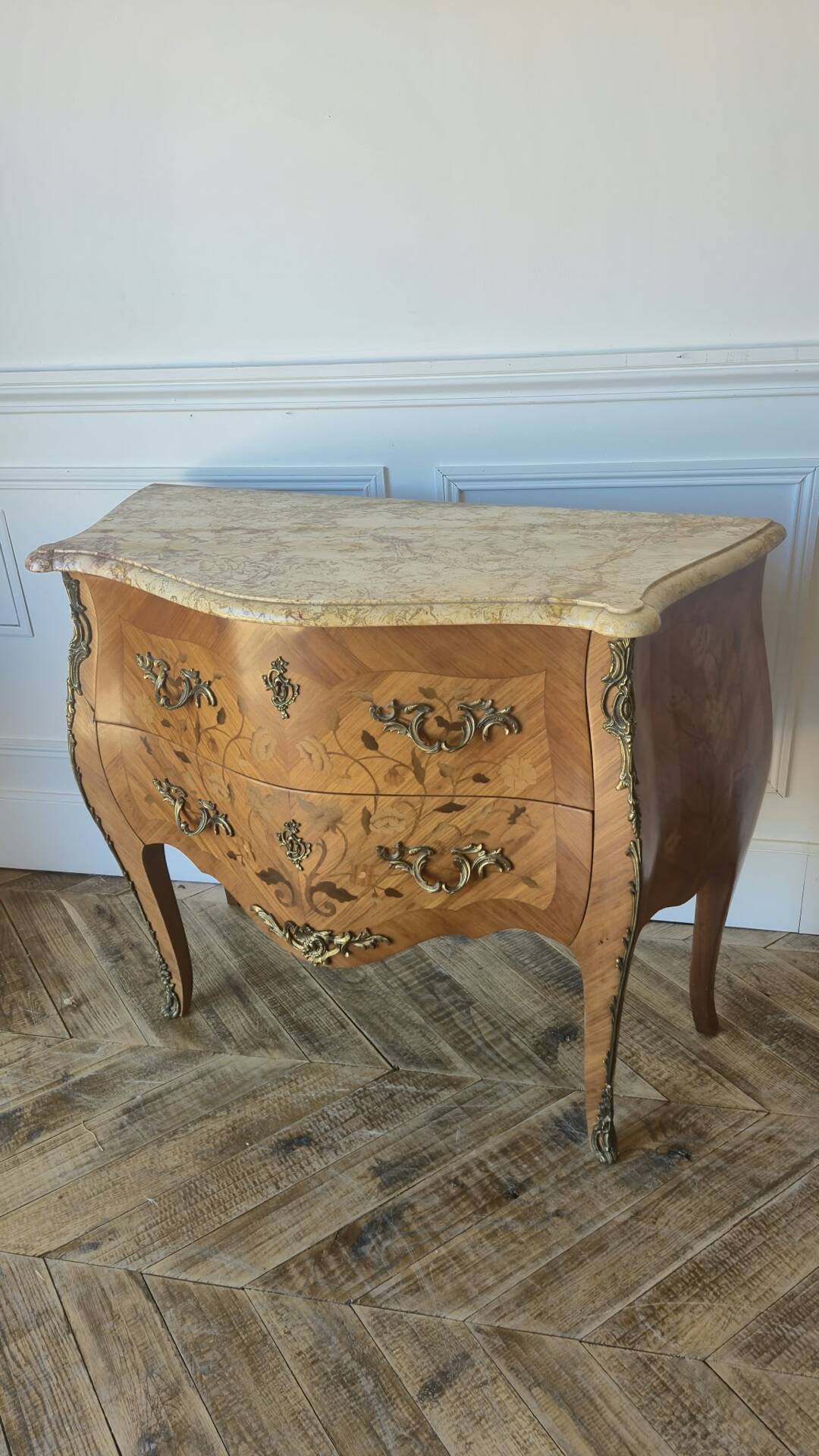 Two-drawer sautéuse in Louis XV style, stamped Skalski.