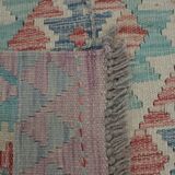 Blush Pink Kilim Rug, Handwoven Wool Tribal Accent Area Rug 60x89cm