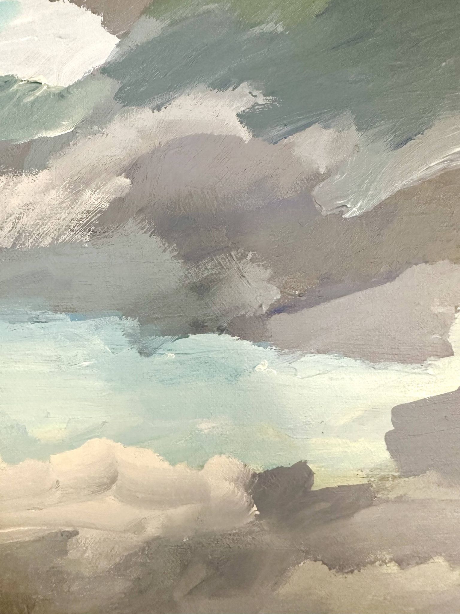 Huile sur toile côte rocheuse sous un ciel d’orage