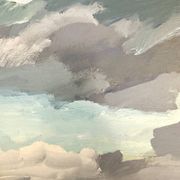 Huile sur toile côte rocheuse sous un ciel d’orage