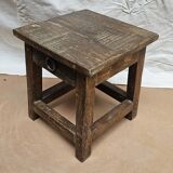 Petit tabouret en teck avec 1 tiroir