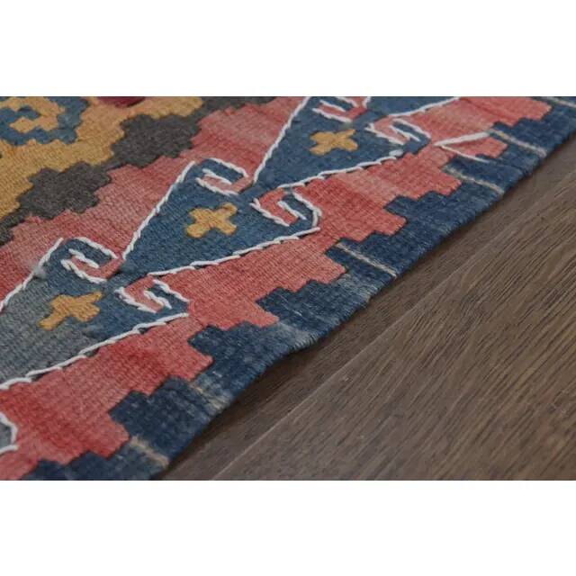 Shahmaran Motif Vintage Turkish Handmade Orange Kilim Rug  94x146